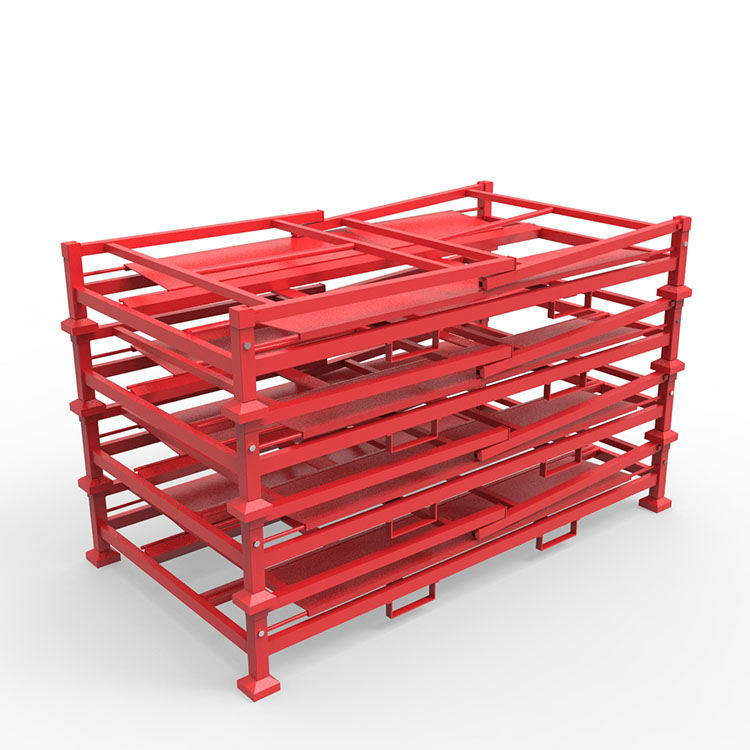 Foldable Stacking Turnover Rack Fabric Metal Steel Pallet Movable Foldable Stacking Shelf for Warehouse