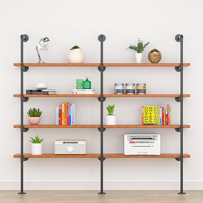 Industrial Iron Pipe Shelving Brackets, Farmhouse Wall Mounted DIY Pipe Shelves For Kitchen,Living Room Decor And Bar Shelving