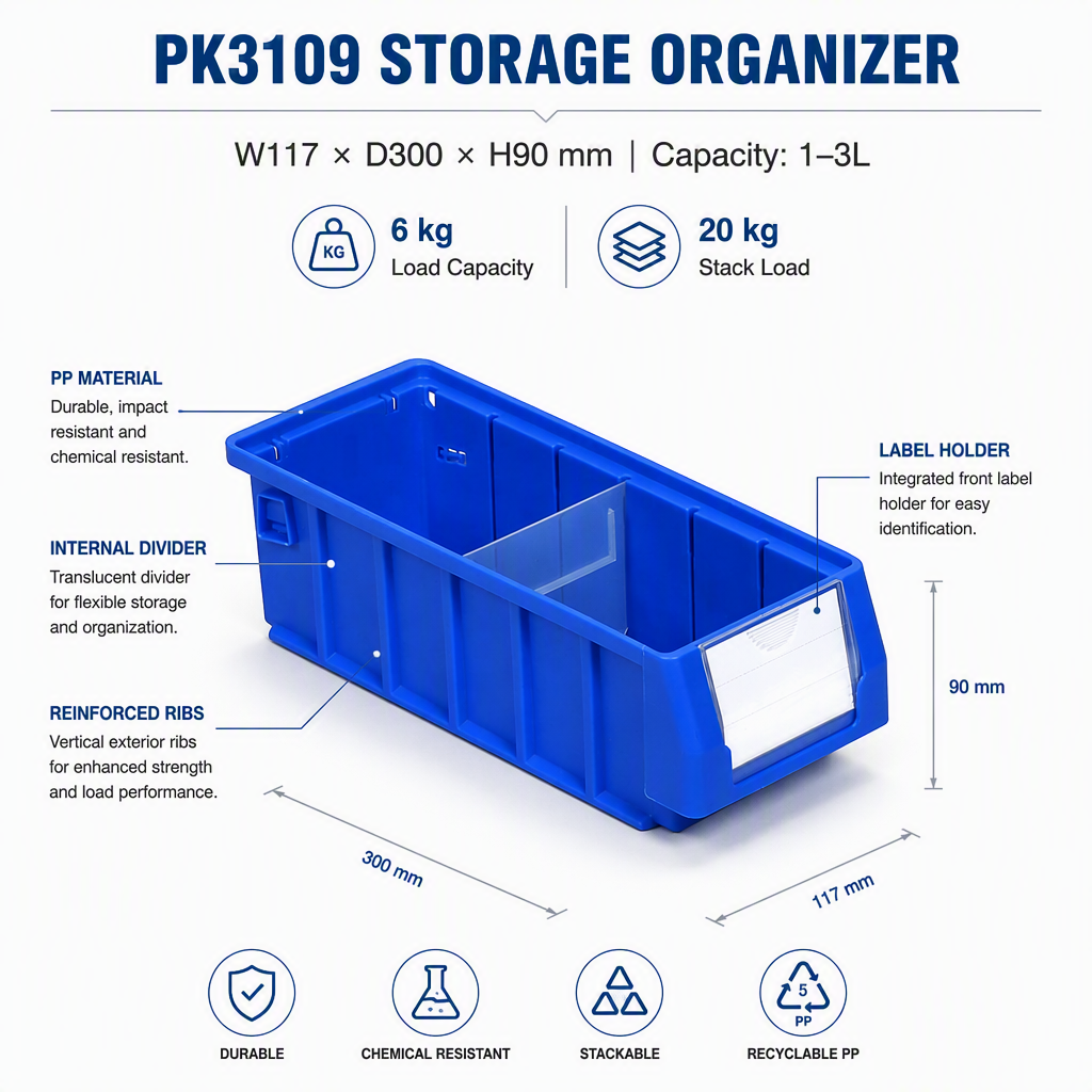 Industrial Vertical Carousel Small Parts Storage Organizer Plastic Storage Shelf Bins for Cabinet Shelves