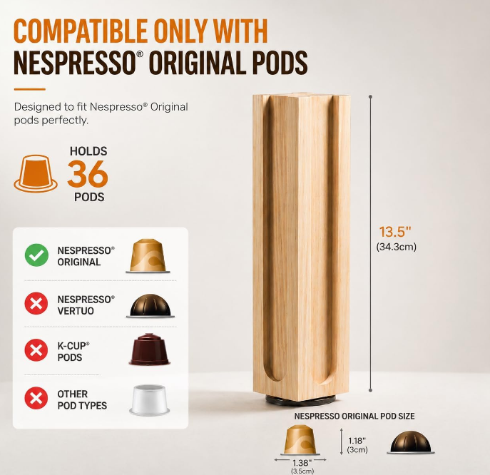 High Quality Rotating Vertical Carousel Pod Holder Coffee Station Countertop Organizer Storage Rack for 36 Pods