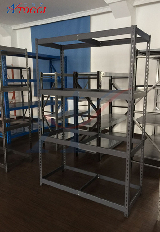 Steel Slotted Angle 5-Layer Boltless Rivet Shelving Storage Racks with Powder Coated Surface and Corrosion Protection