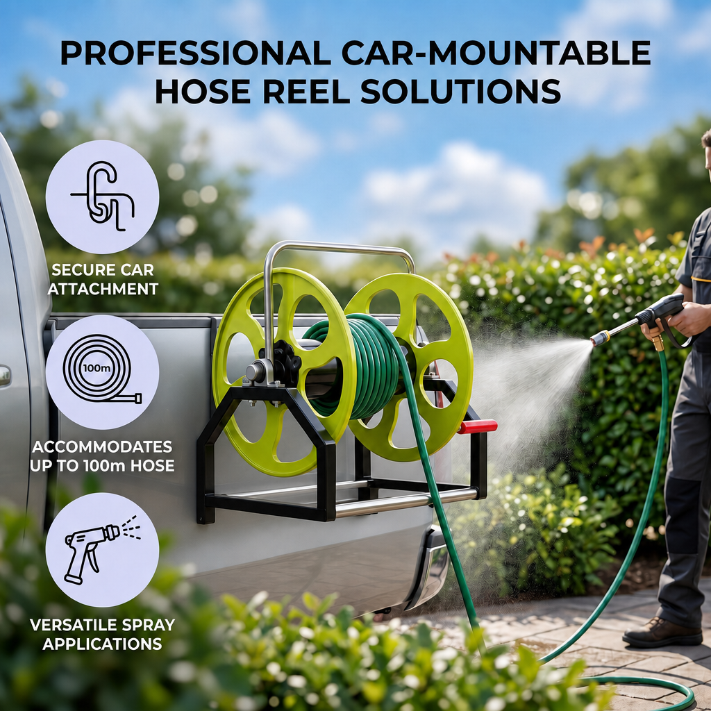 Agricultural Water Pipe Storage Rack Garden Heavy Duty Hand Crank Hose Reel Spraying Pipe Winding Steel Frame 100m Long Life