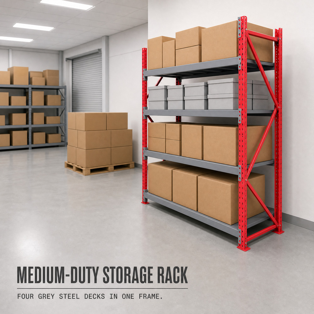 Adjustable Steel Longspan Shelving Unit 5-Tier Medium Duty Warehouse Storage Rack Corrosion Resistant Metal