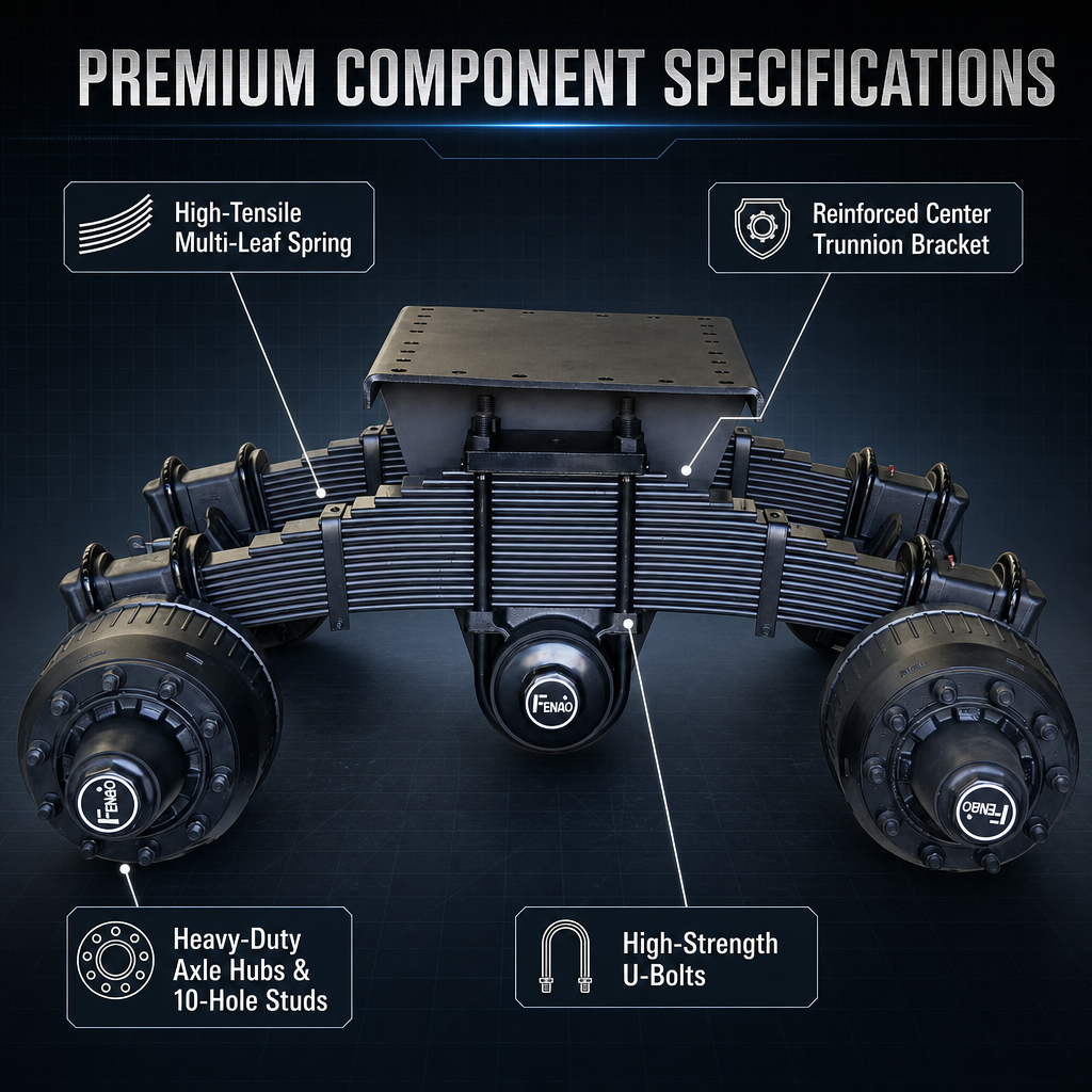 High Strength 24T-32T Bogie Type Single Point Suspension System Heavy Duty Cantilever Suspension For Mining &amp; Dump Trailers