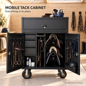 Factory Heavy Duty Mobile Stainless Steel Horse Tack Locker Wheels Detachable Top Lockable Saddle Storage Cabinet Equestrian