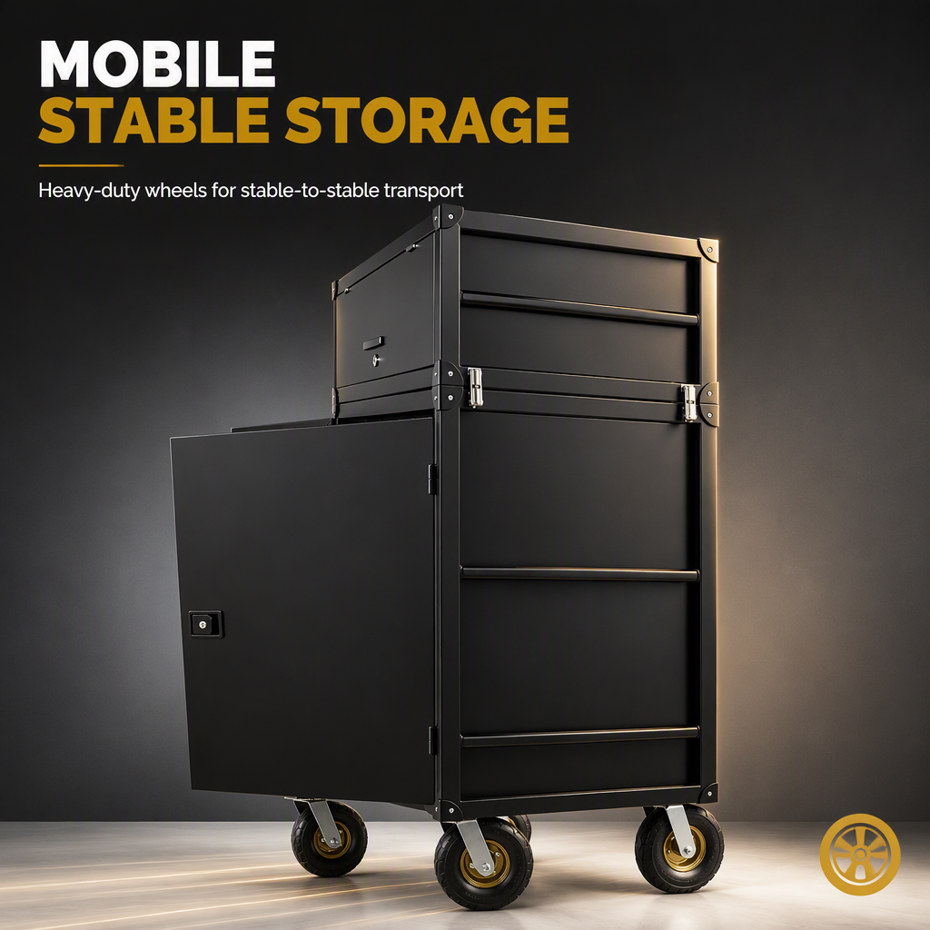 Factory Heavy Duty Mobile Stainless Steel Horse Tack Locker Wheels Detachable Top Lockable Saddle Storage Cabinet Equestrian