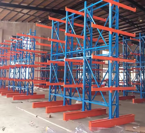 Heavy-Duty Boltless Metal Shelving 5-Layer Warehouse Rack with Adjustable Arms for Pipe/Lumber Storage