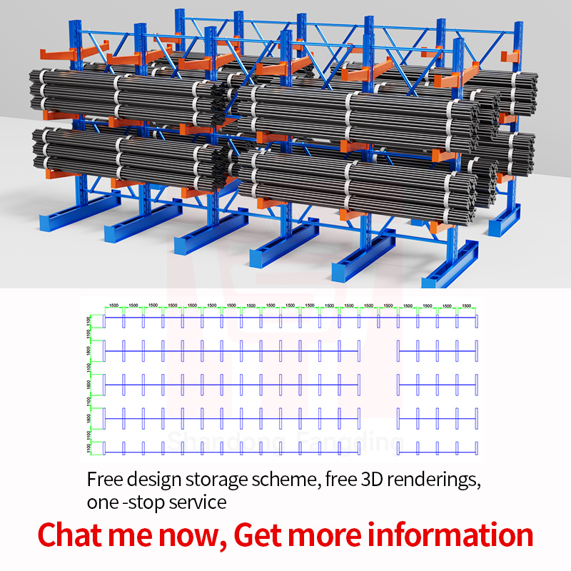 Durable Cantilever Rack System Heavy Duty 4 Layers Metal Boards &amp; Lumber Storage Shelf Warehouse Steel Pipe Cantilever Racking