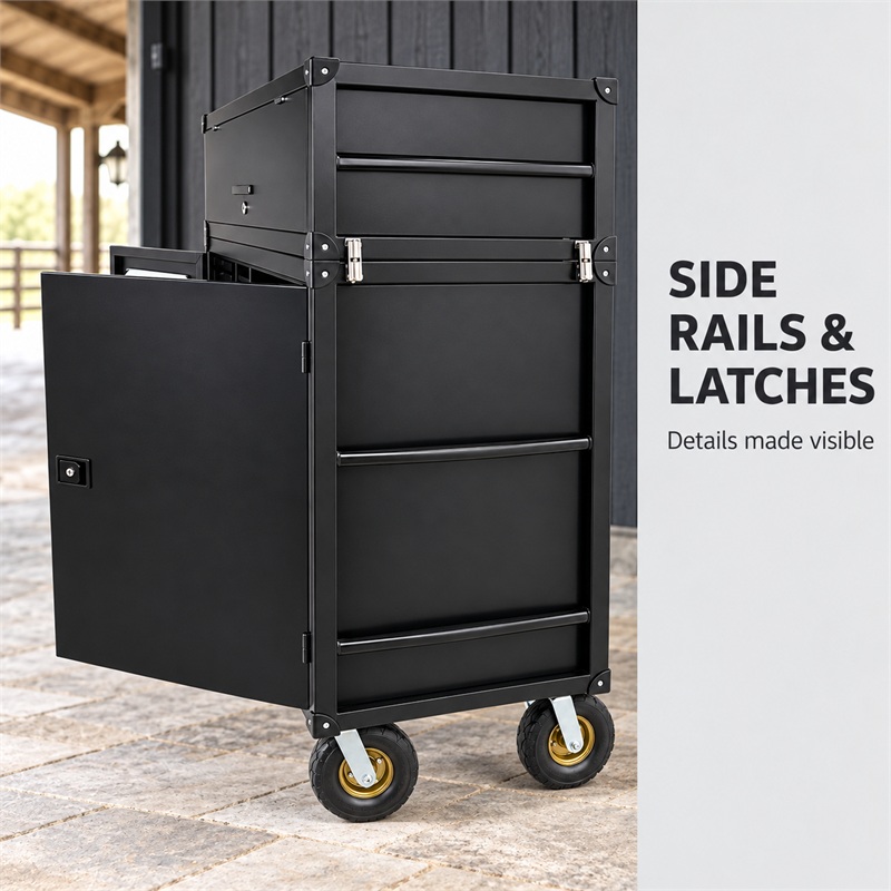 Factory Heavy Duty Mobile Stainless Steel Horse Tack Locker Wheels Detachable Top Lockable Saddle Storage Cabinet Equestrian