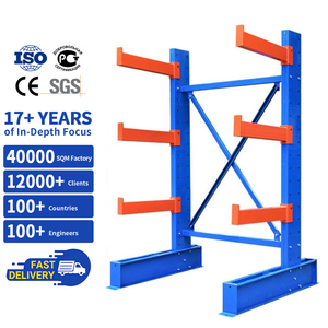Durable Cantilever Rack System Heavy Duty 4 Layers Metal Boards &amp; Lumber Storage Shelf Warehouse Steel Pipe Cantilever Racking