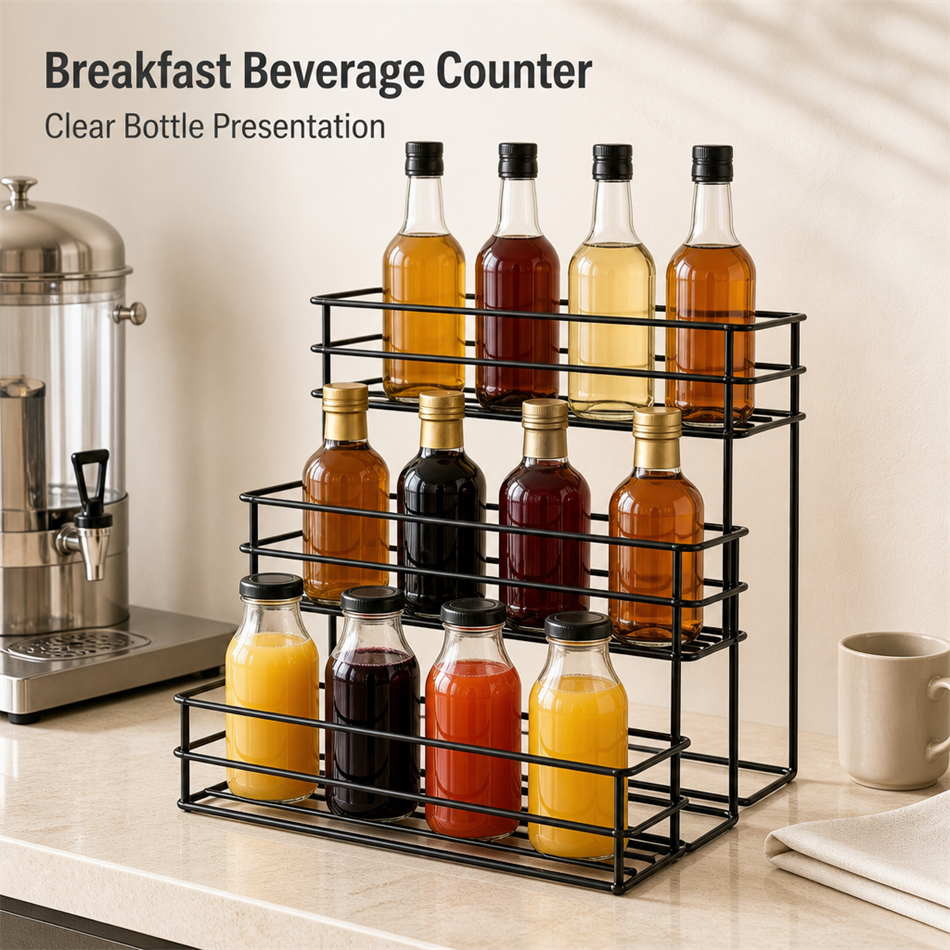 Portable Eco-Friendly for Water Resistant Modern Metal Bottle Display Racks Bar Organizer Liquor Coffee Syrup Rack