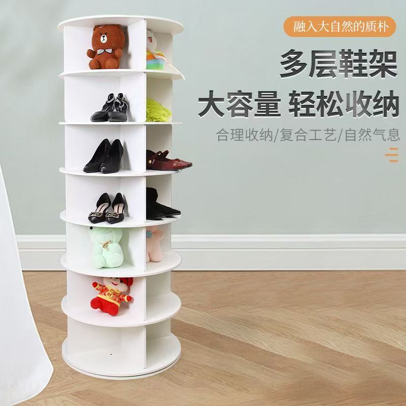 7 Tier Rotating Shoe Rack Tower Display Lazy Susan Revolving Shoe Rack Storage Round Carousel Vertical Handbag Rotate Closet