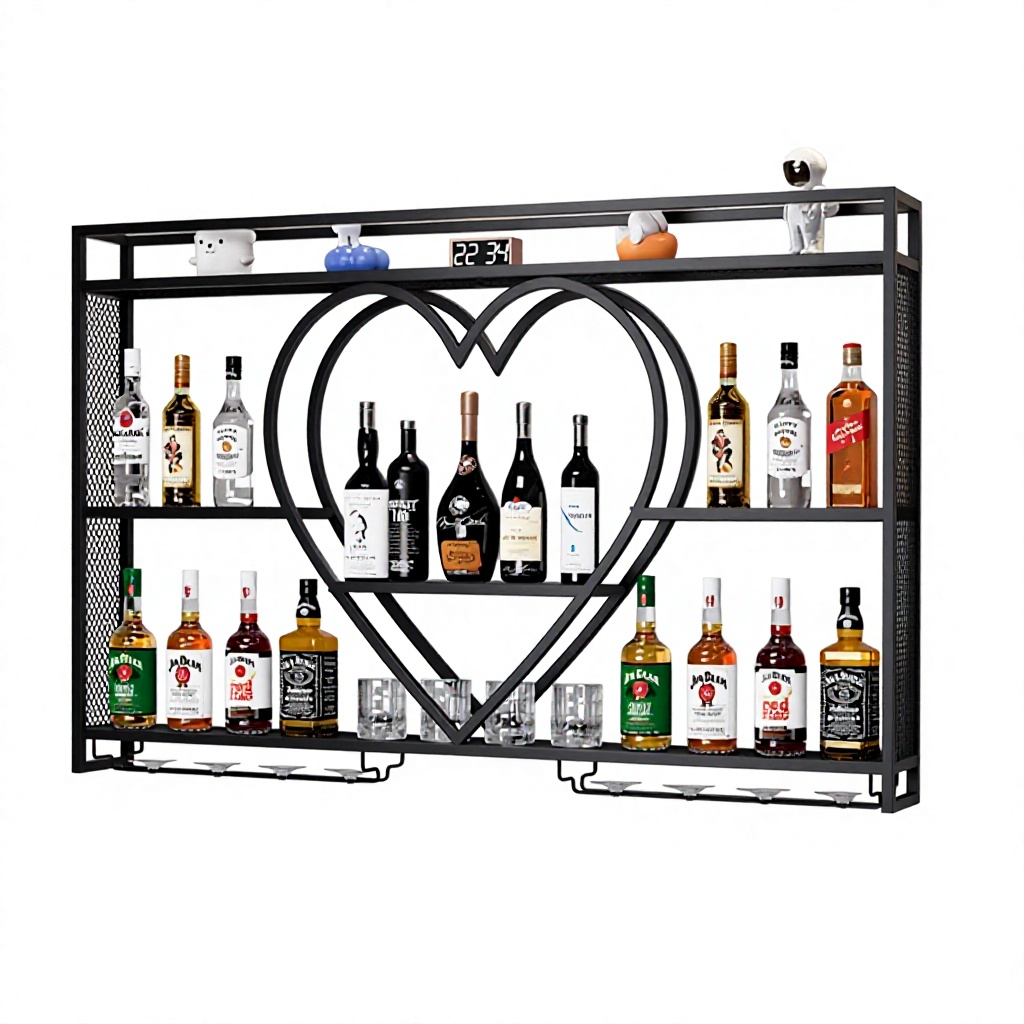 Wall-mounted Nordic Region Heart-shaped Wine Rack Multi-tier Storage Shelf for bar and Home Dining Room Display