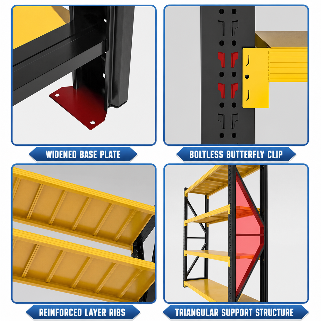 Industrial Medium Duty Longspan Shelving with Starter and Add-on Unit, Adjustable Warehouse Storage Rack for Logistics