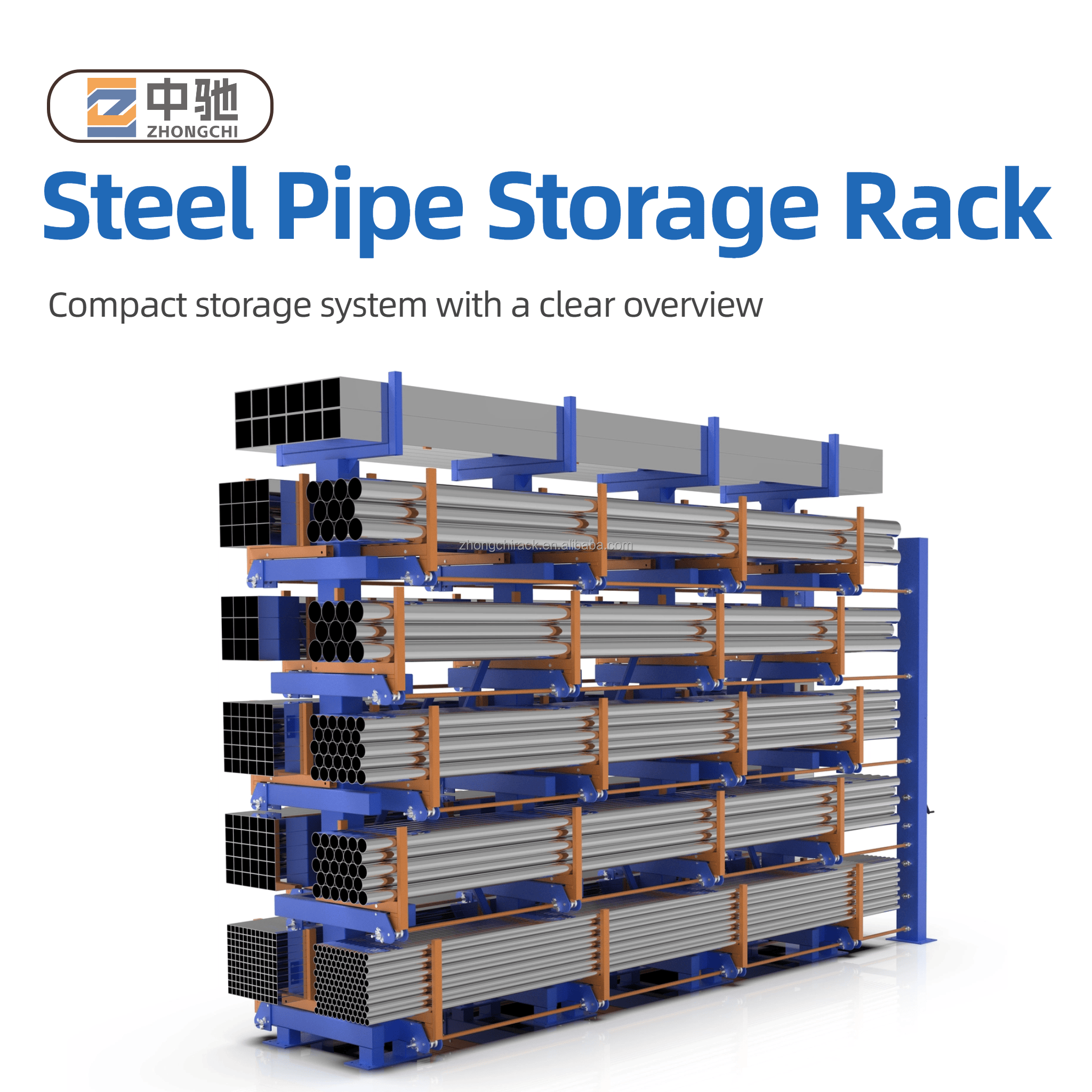 China Supplier Heavy Duty Steel Cantilever Racks for Long Material Tube/Pipe Storage with Double-Sided Design