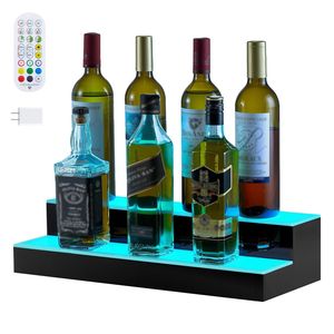 2-Tier 20-Inch LED Lighted Whiskey Rack USB Supported Home Bar Shelf