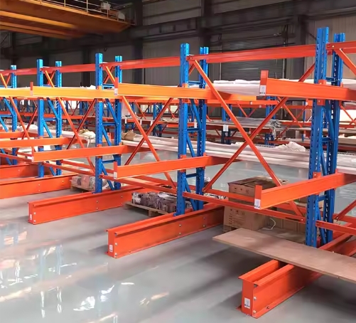 Heavy-Duty Boltless Metal Shelving 5-Layer Warehouse Rack with Adjustable Arms for Pipe/Lumber Storage