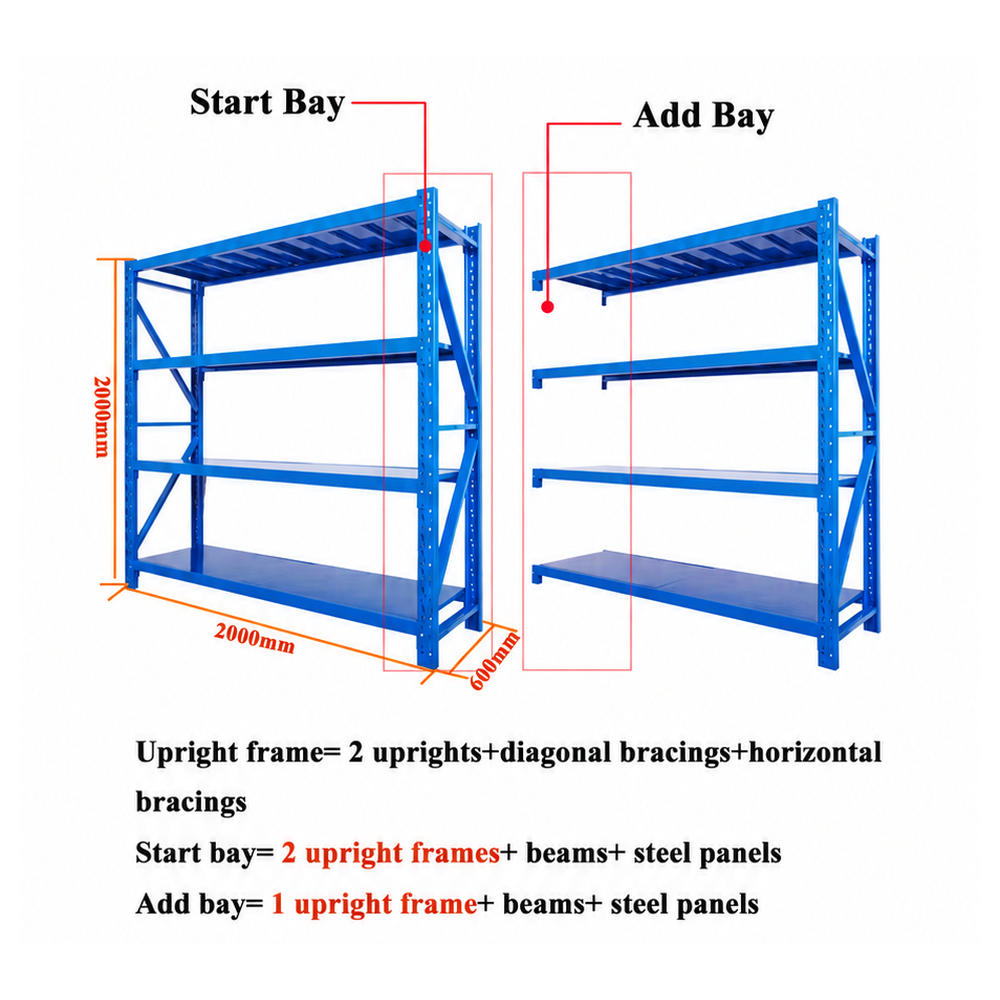 OEM ODM Custom Adjustable Multi Tier Layer Longspan Warehouse Storage Metal Steel Shelf Rack Medium Light Duty Shelving Racking