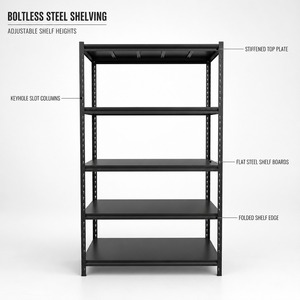 Boltless Steel Shelving Adjustable Storage Rack Slotted Angle Display Stand Painted Corrosion Protection for Warehouse
