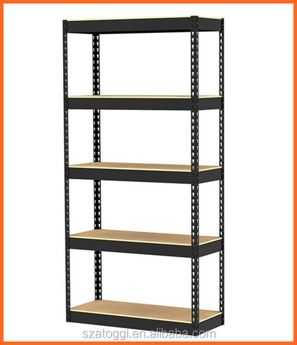 Steel Slotted Angle 5-Layer Boltless Rivet Shelving Storage Racks with Powder Coated Surface and Corrosion Protection