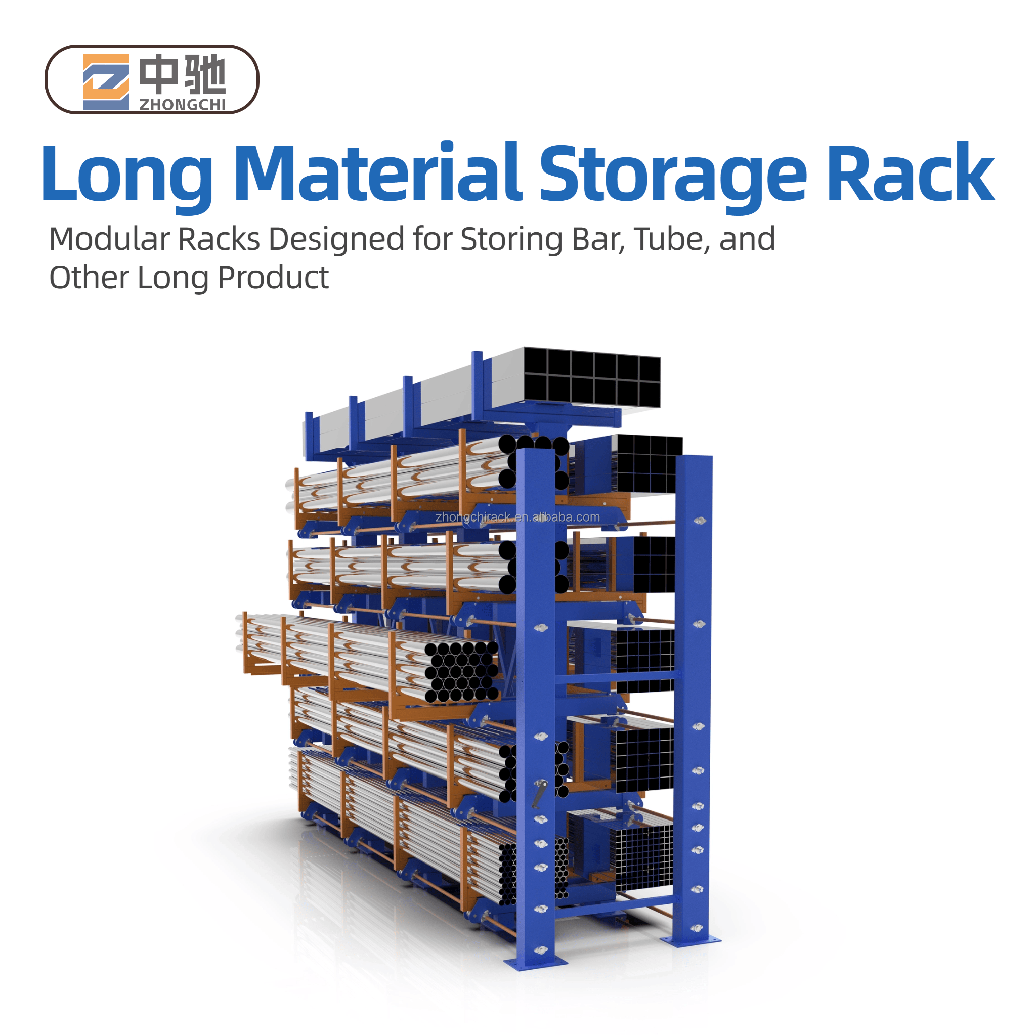 China Supplier Heavy Duty Steel Cantilever Racks for Long Material Tube/Pipe Storage with Double-Sided Design