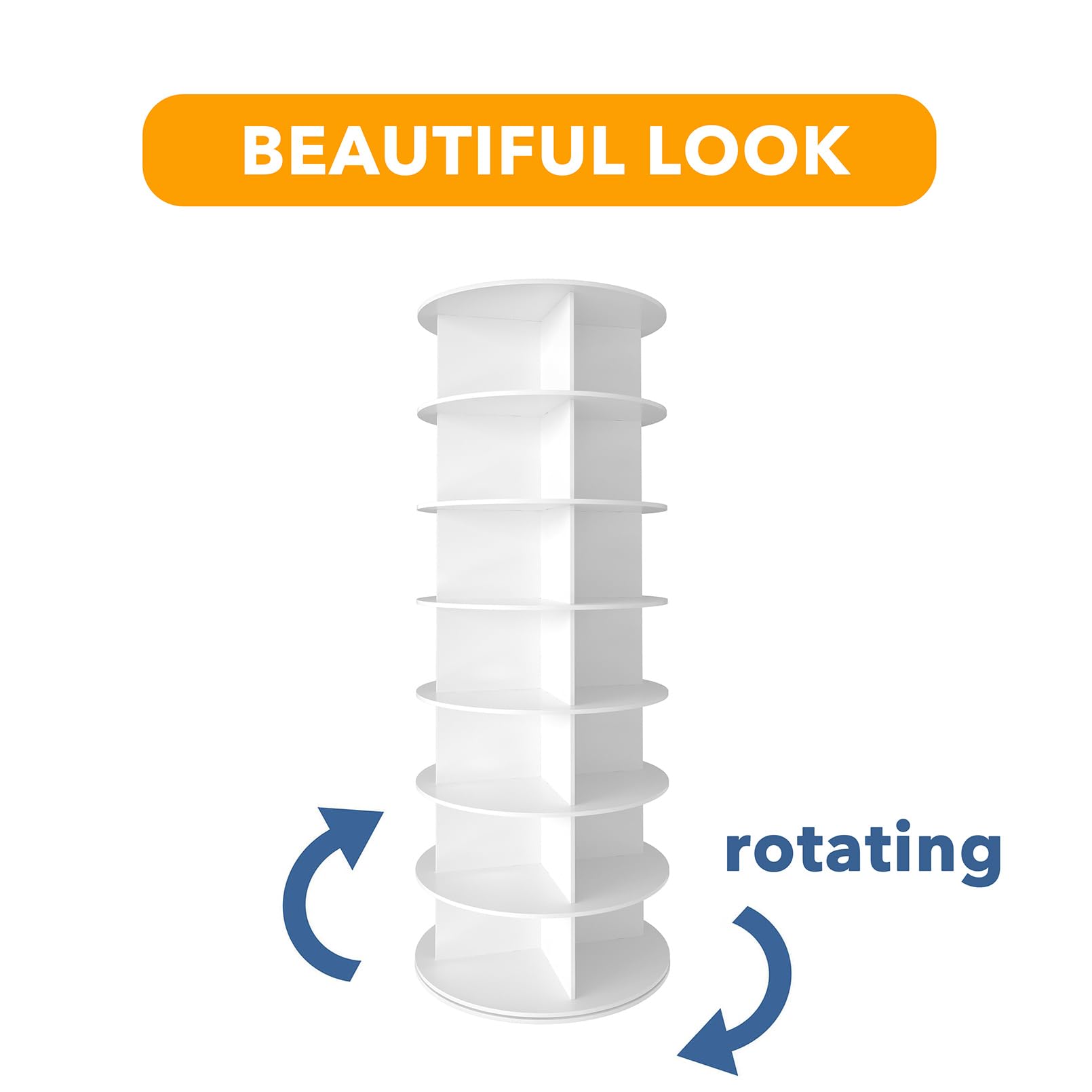 7 Tier Modern Particle Board Rotating Shoe Rack Tower Display Lazy Susan Revolving 360 Storage Carousel Vertical Home Furniture