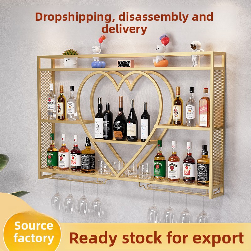 Wall-mounted Nordic Region Heart-shaped Wine Rack Multi-tier Storage Shelf for bar and Home Dining Room Display