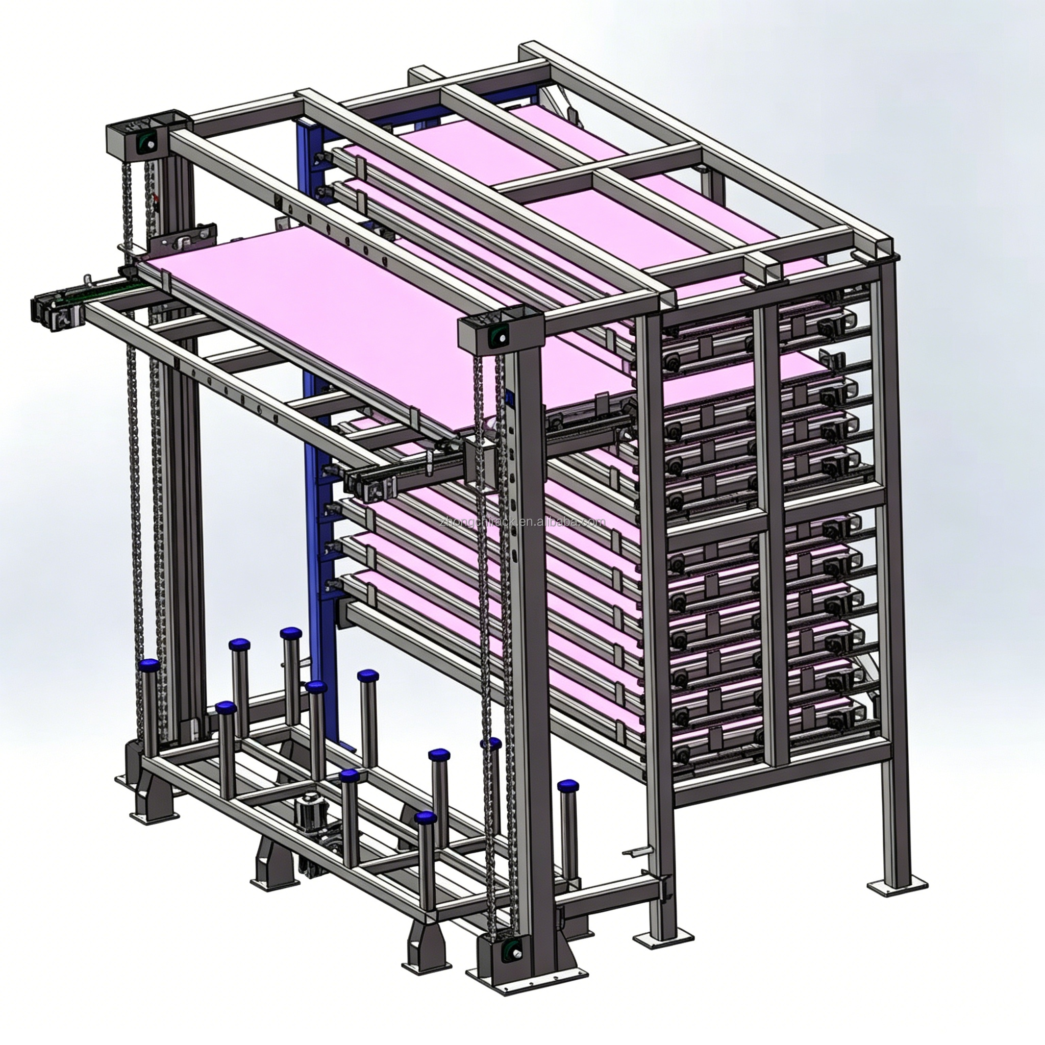 Intelligent Steel Vertical Sheet Storage Rack Automated Plate Warehouse With Robot Automatic Loading Function Heavy Duty