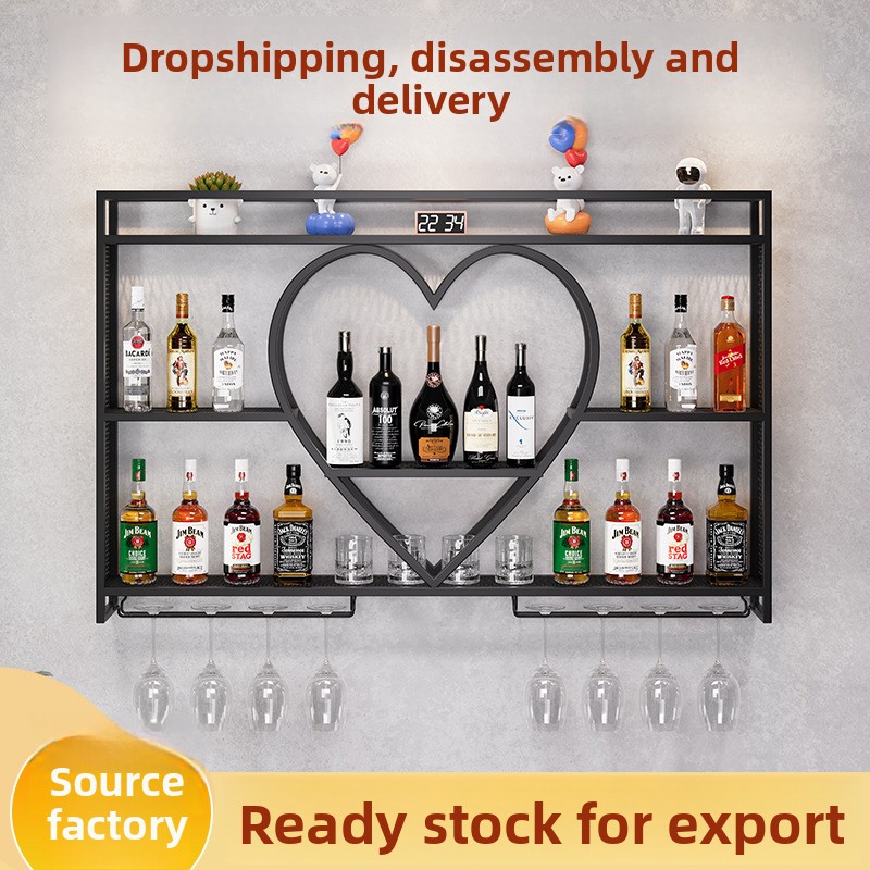 Wall-mounted Nordic Region Heart-shaped Wine Rack Multi-tier Storage Shelf for bar and Home Dining Room Display