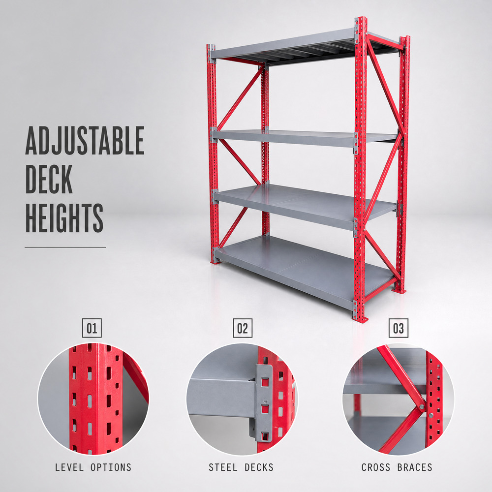 Adjustable Steel Longspan Shelving Unit 5-Tier Medium Duty Warehouse Storage Rack Corrosion Resistant Metal