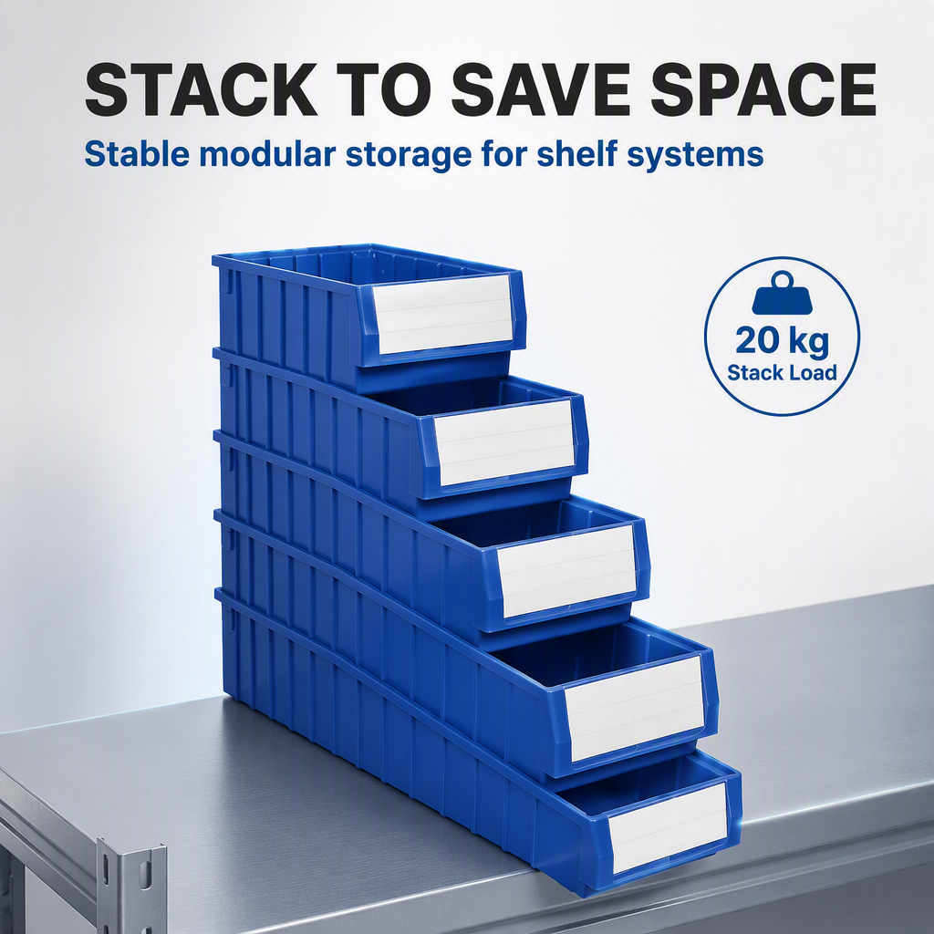 Industrial Vertical Carousel Small Parts Storage Organizer Plastic Storage Shelf Bins for Cabinet Shelves