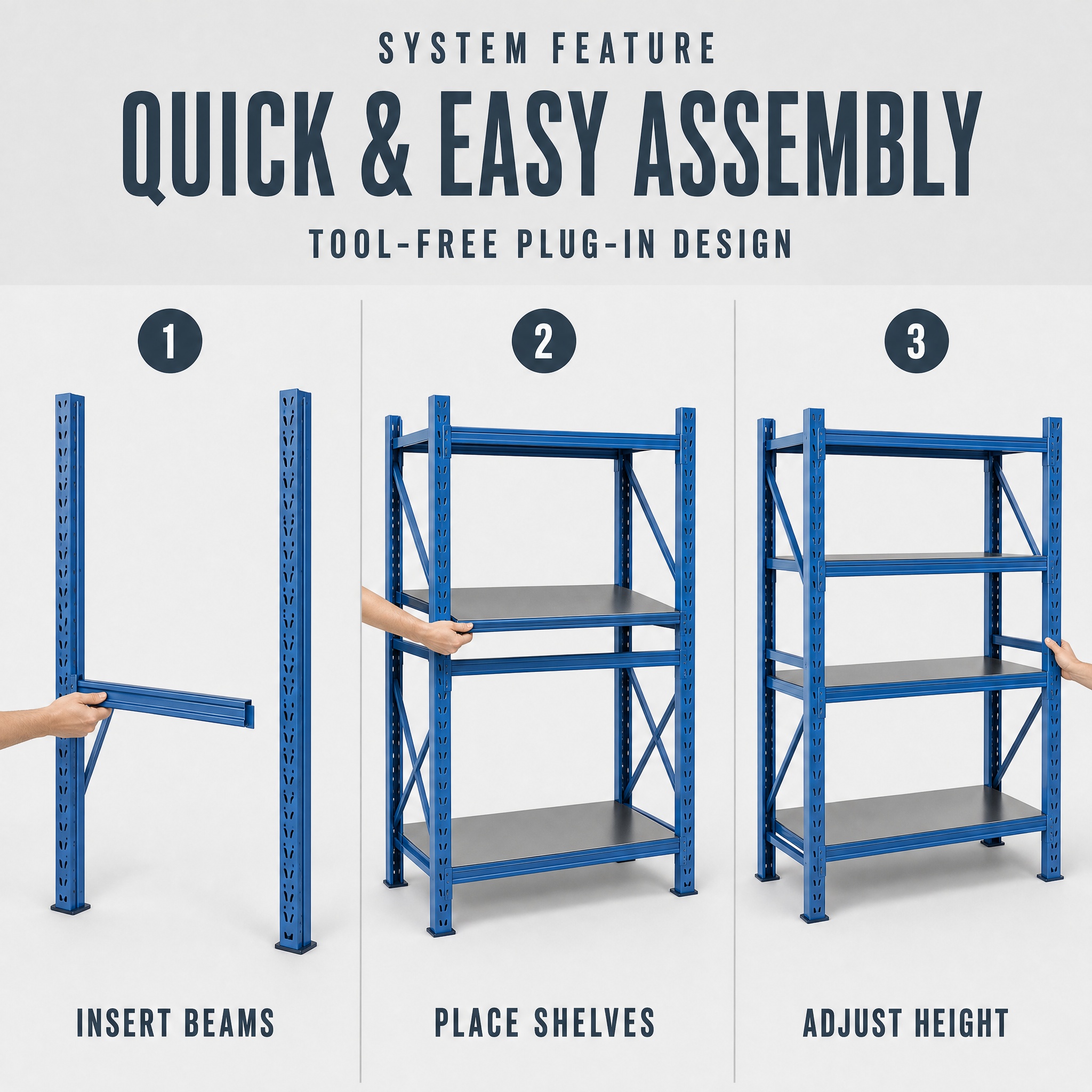 Industrial Medium Duty Longspan Shelving with Starter and Add-on Unit, Adjustable Warehouse Storage Rack for Logistics