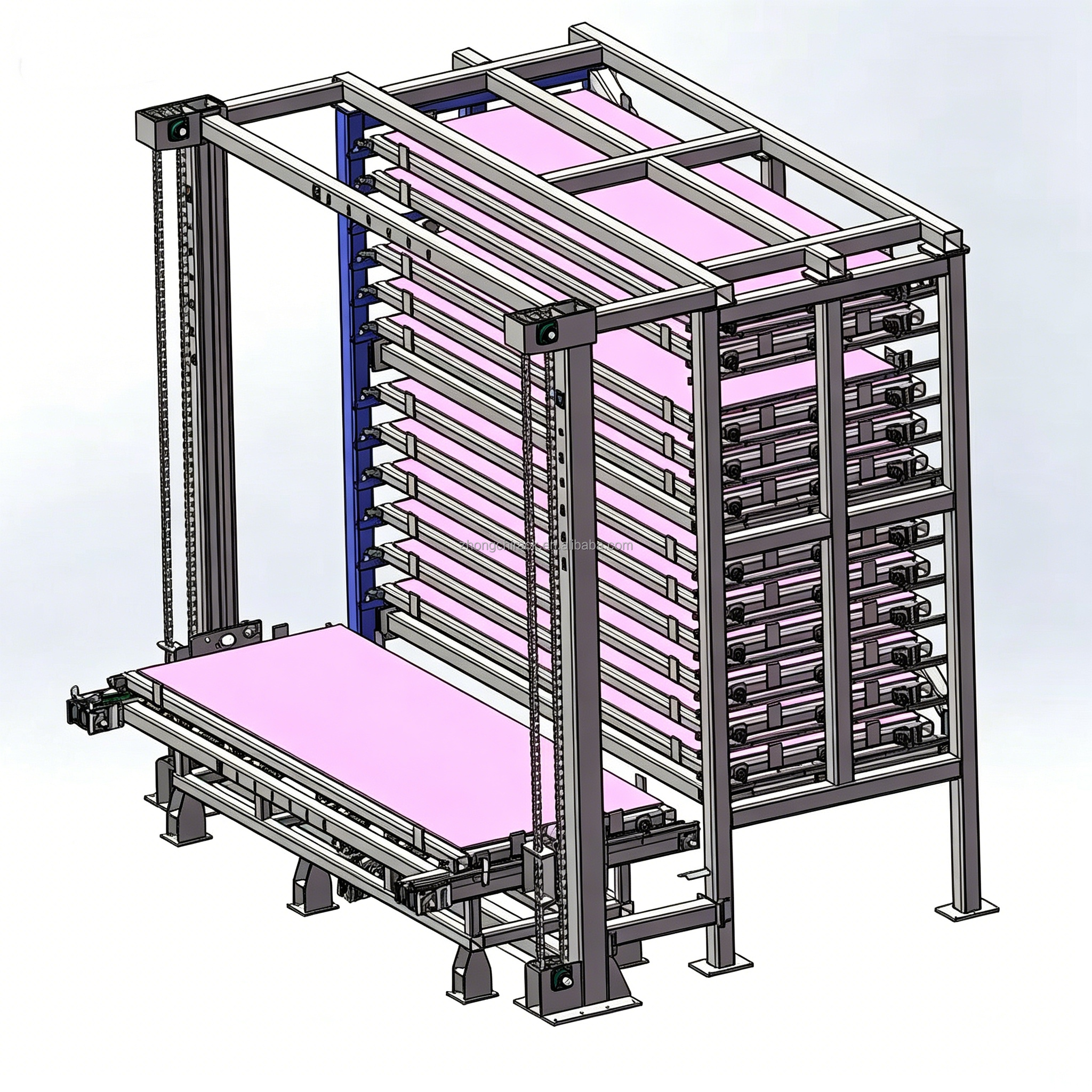 Intelligent Automated Warehouse System Steel Sheet Metal Storage Rack 8-Layer Heavy Duty Corrosion Protection High Load Capacity