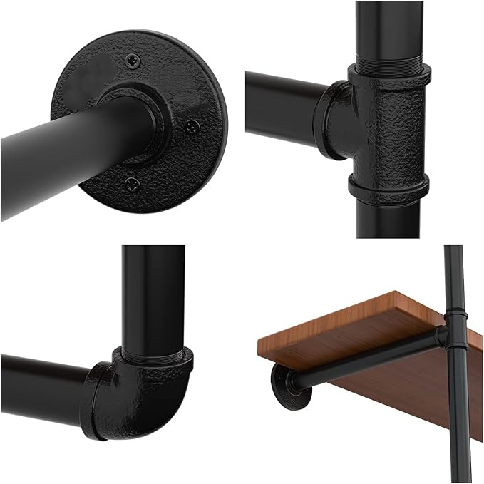 Industrial Iron Pipe Shelving Brackets, Farmhouse Wall Mounted DIY Pipe Shelves For Kitchen,Living Room Decor And Bar Shelving