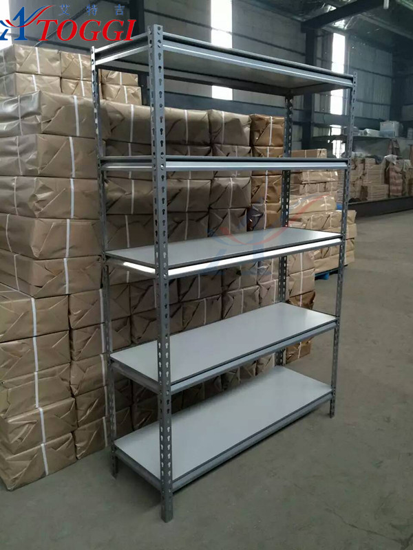 Steel Slotted Angle 5-Layer Boltless Rivet Shelving Storage Racks with Powder Coated Surface and Corrosion Protection