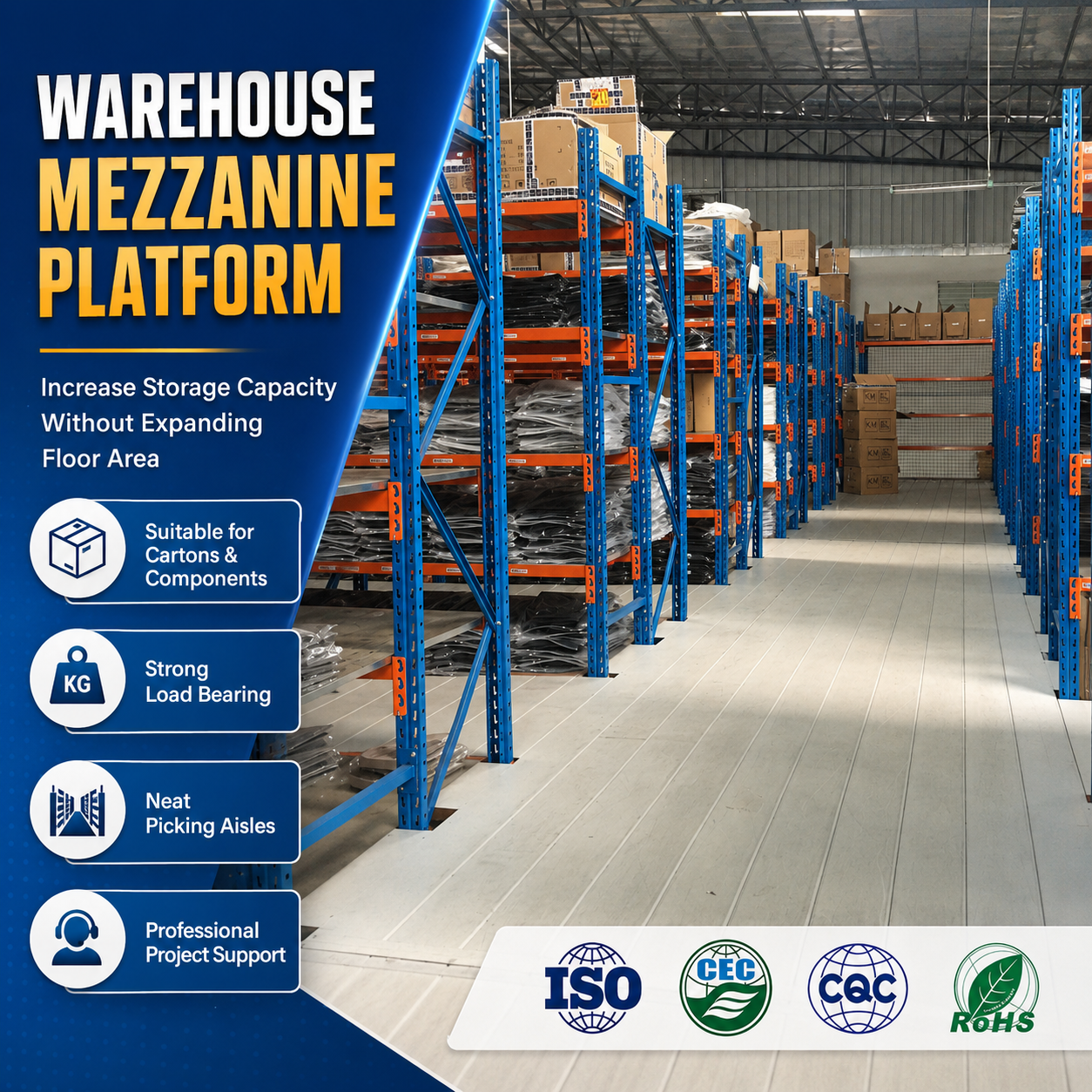 Custom Steel Structure Corrosion-Resistant Hot-Dip Galvanized Heavy Duty Pallet Rack Mezzanine Floor Warehouse Storage Loft