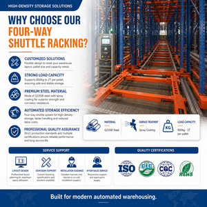 Automated Four Way Shuttle Pallet Racking System