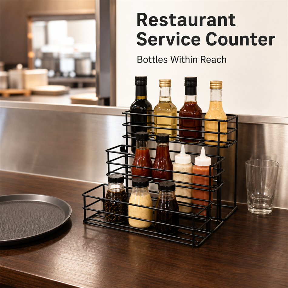 Portable Eco-Friendly for Water Resistant Modern Metal Bottle Display Racks Bar Organizer Liquor Coffee Syrup Rack