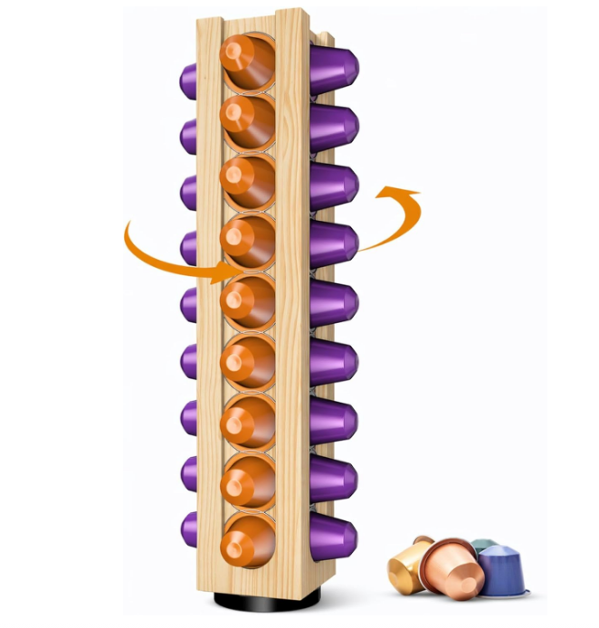 High Quality Rotating Vertical Carousel Pod Holder Coffee Station Countertop Organizer Storage Rack for 36 Pods
