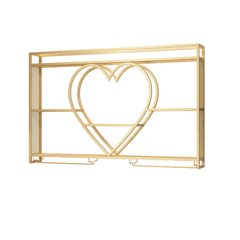 Wall-mounted Nordic Region Heart-shaped Wine Rack Multi-tier Storage Shelf for bar and Home Dining Room Display