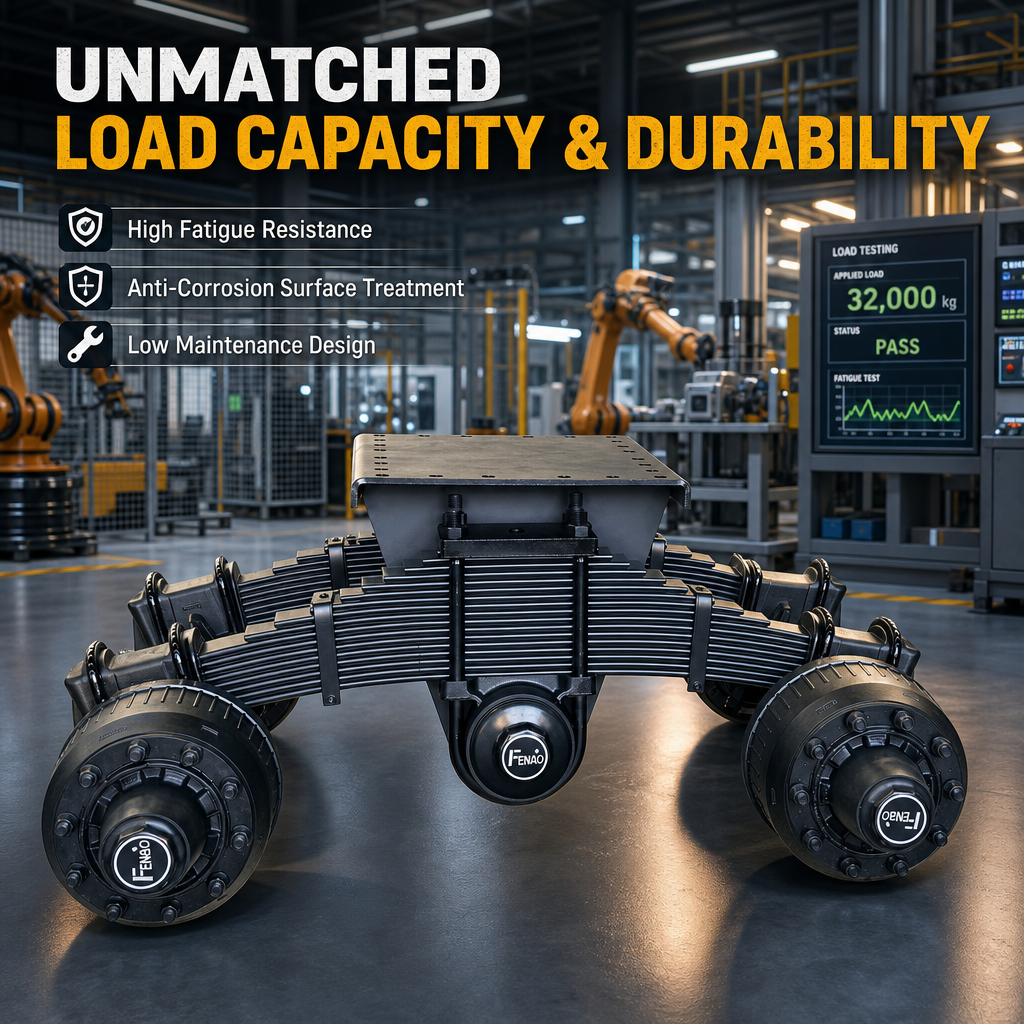 High Strength 24T-32T Bogie Type Single Point Suspension System Heavy Duty Cantilever Suspension For Mining &amp; Dump Trailers