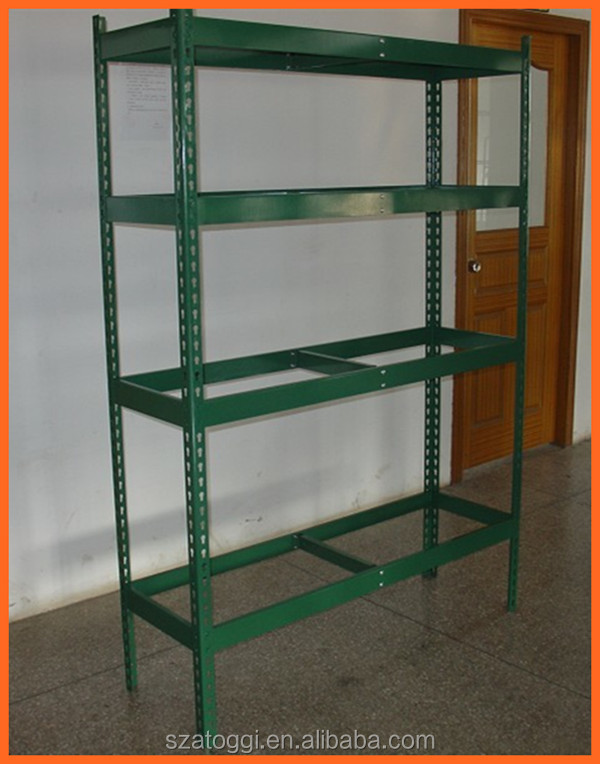 Steel Slotted Angle 5-Layer Boltless Rivet Shelving Storage Racks with Powder Coated Surface and Corrosion Protection