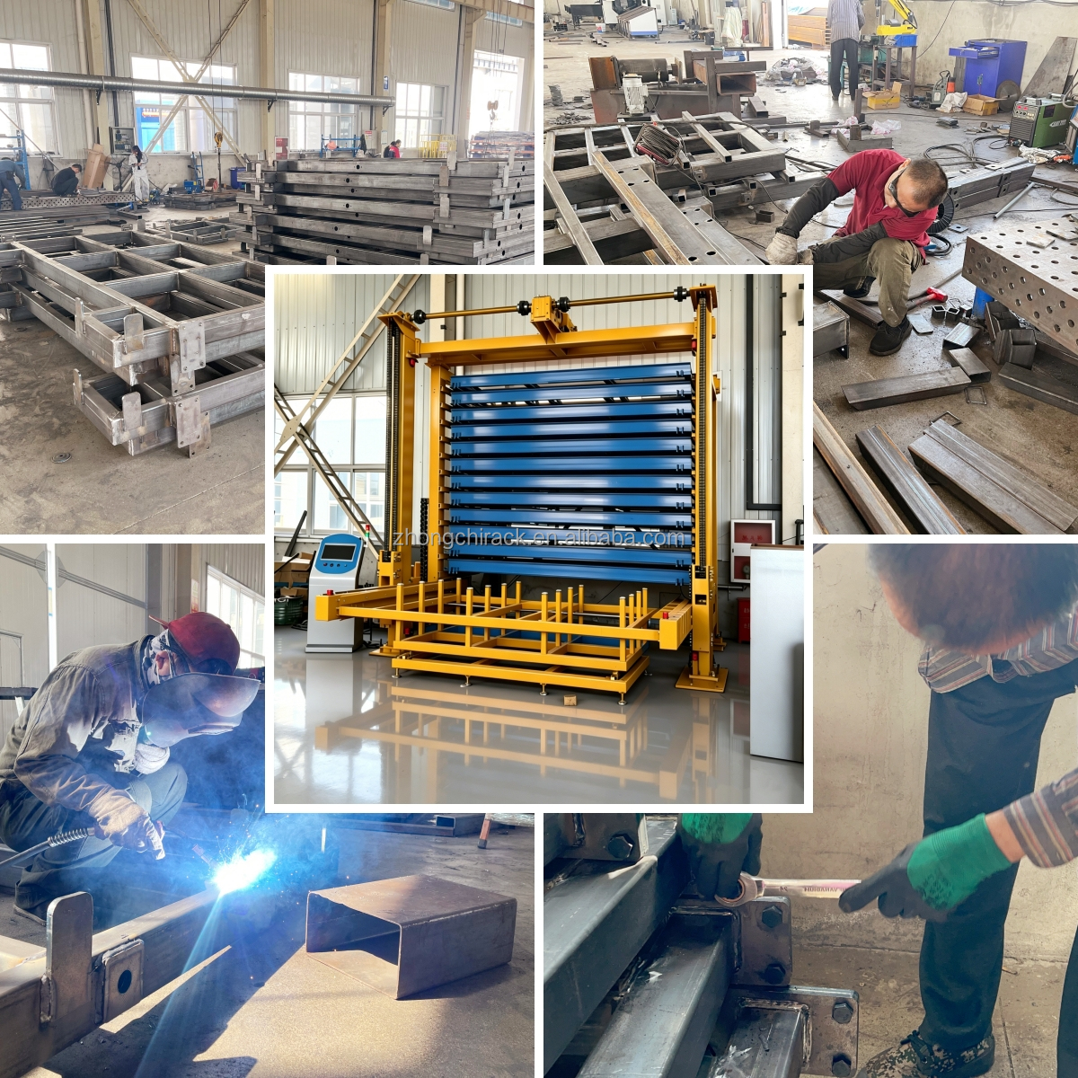 Intelligent Steel Vertical Sheet Storage Rack Automated Plate Warehouse With Robot Automatic Loading Function Heavy Duty
