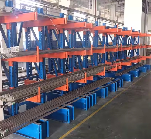 Heavy-Duty Boltless Metal Shelving 5-Layer Warehouse Rack with Adjustable Arms for Pipe/Lumber Storage