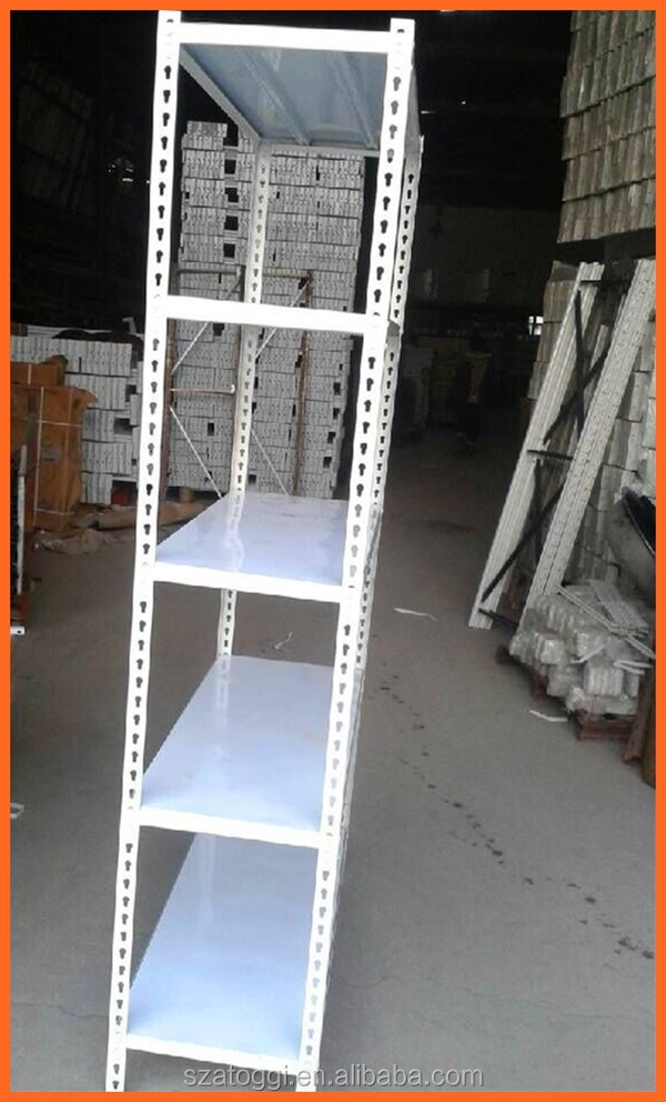 Steel Slotted Angle 5-Layer Boltless Rivet Shelving Storage Racks with Powder Coated Surface and Corrosion Protection