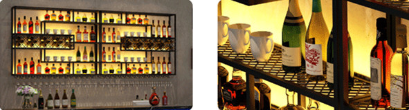 Wall mounted bar wine display structure